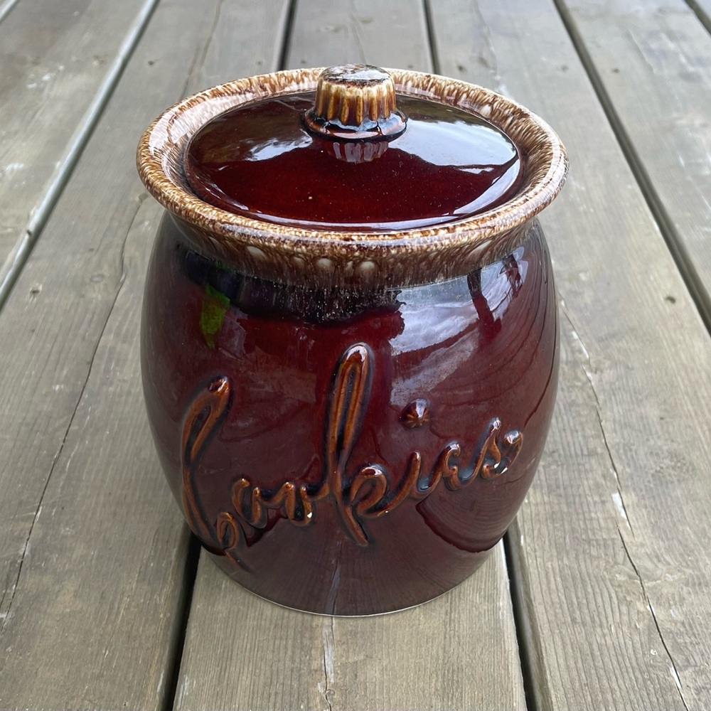 Vintage Hull Oven Proof Brown Drip Glaze Ceramic Cookie Jar Made in USA
